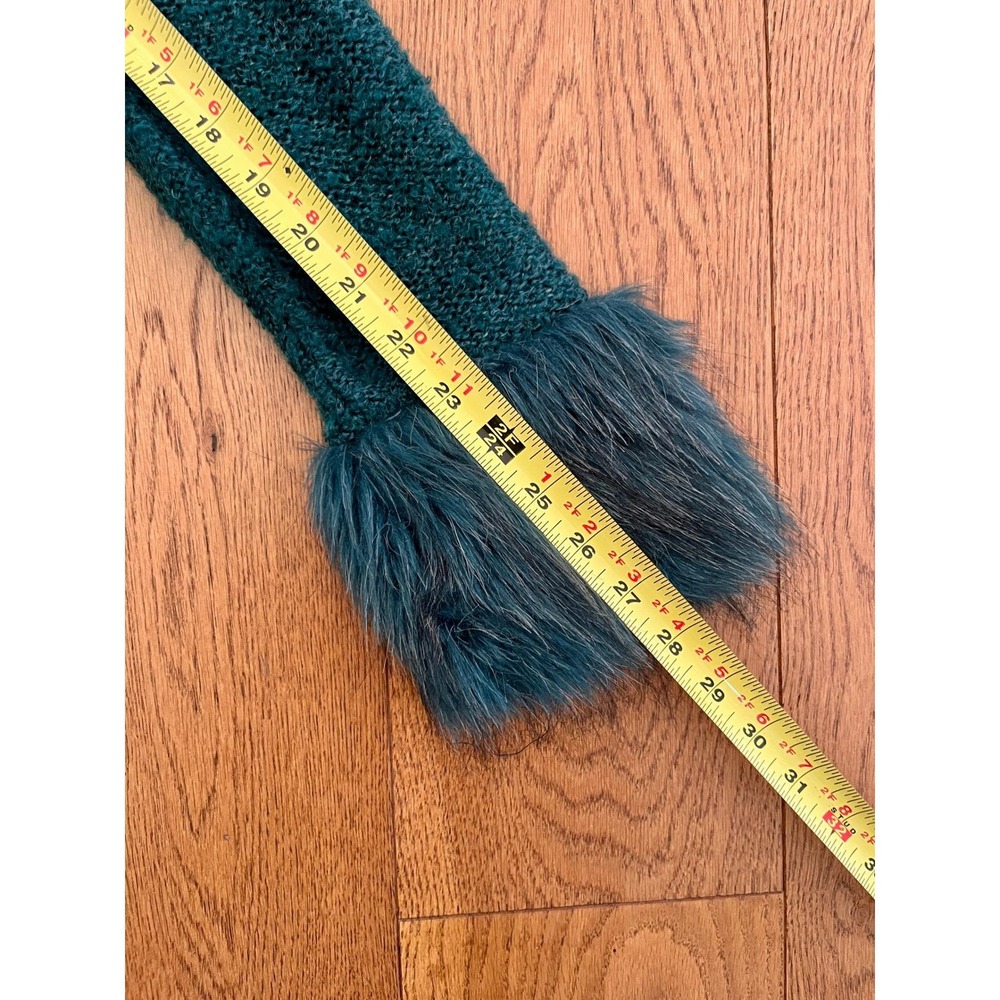 Vintage Teal Faux Fur Collar Jacket Turquoise Stone Tassel Sz S Carly St Claire - Picture 11 of 15